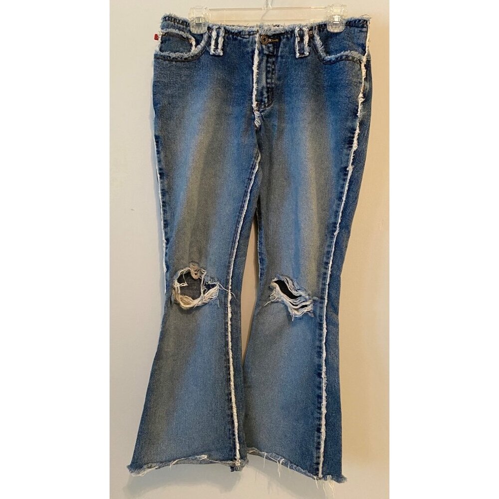 Vintage Zana-di Blue Jeans Denim Frayed Edges & Sides Distressed Size 7
